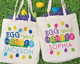 Personalized Egg-Spert Hunter Tote Bag, canvas tote, easter gift, easter egg hunt, easter basket, easter bunny, for kids, spring -gfy8191582