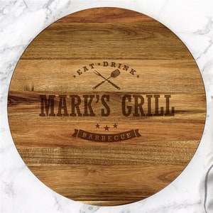 Engraved Eat, Drink, Barbecue Lazy Susan, Personalized Lazy Susan For Table, Engraved Turntable With State Design, Christmas Gifts For Him