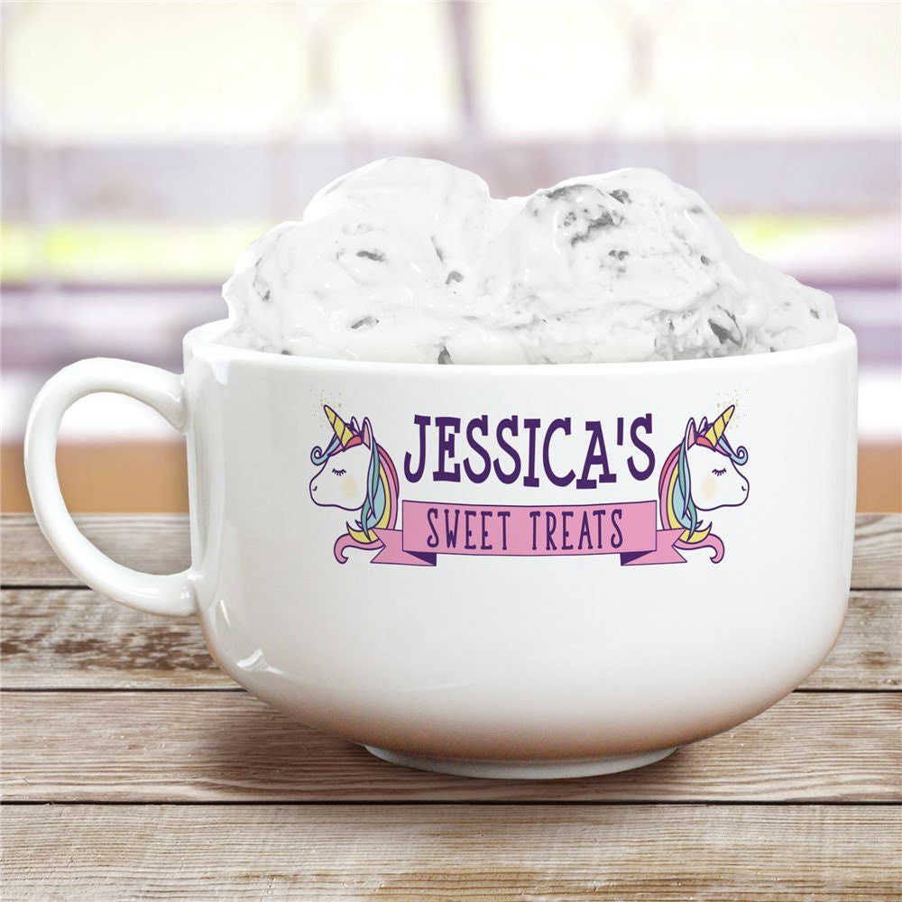 Unicorn Sweet Treats Personalized Bowl personalized kids ice cream bowl custom ice cream bowl unicorn ice cream bowl custom