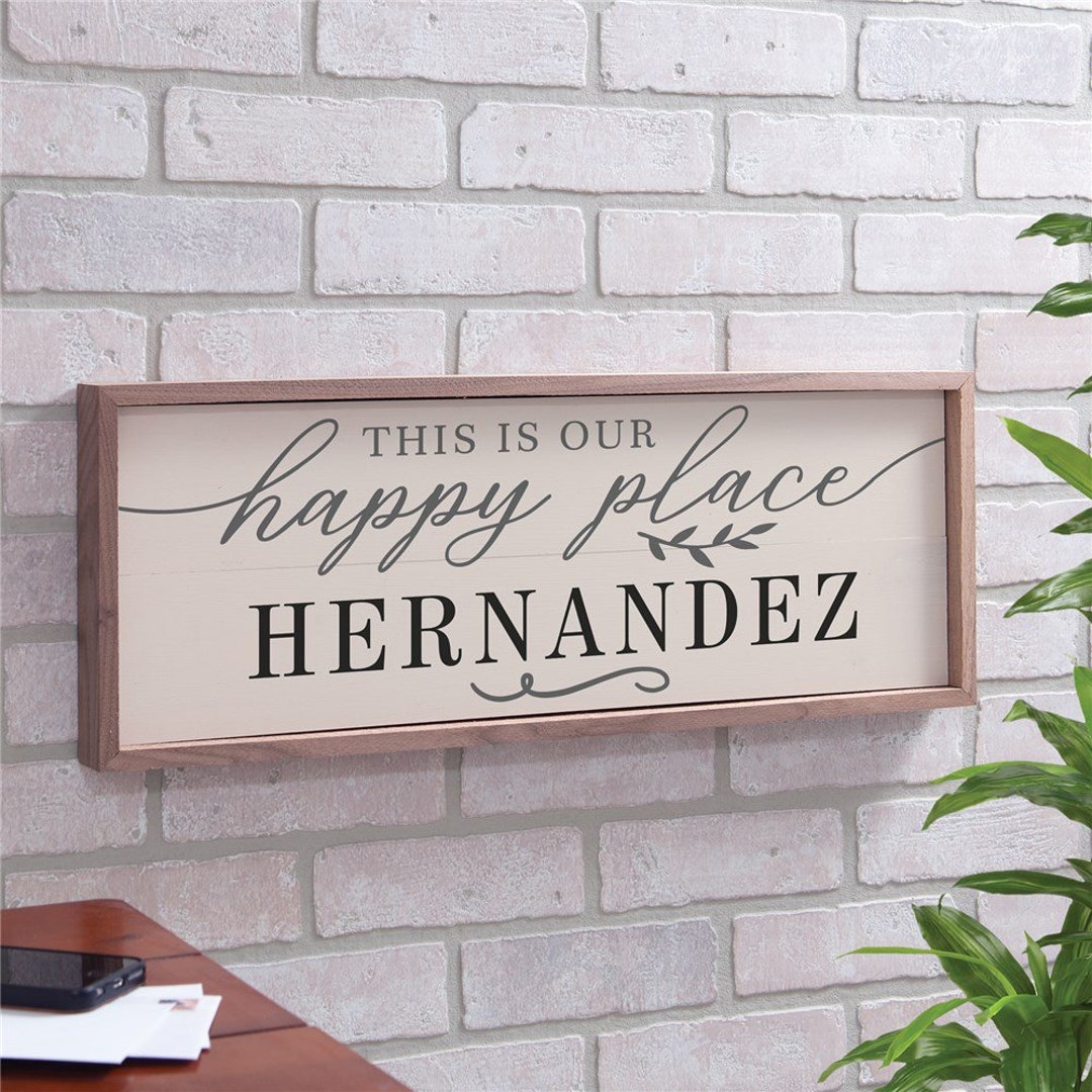 Personalized Our Happy Place Wall Decor Personalized Wall Etsy