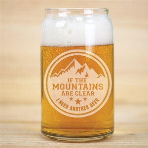 Engraved Mountains Are Clear Beer Can Glass, valentine&#39;s day beer can glass, beer lover gifts, valentines day gifts, custom -gfyNPL14078118