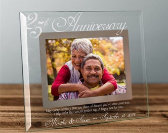 25th Anniversary Glass Picture Frame, Personalized Anniversary Frame, Custom Couples Frame, Gift For Mom and Dad, Wedding Anniversary Gifts