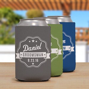 Personalized Groomsmen Insulated Can Holder insulated can holder, rubber insulation, beverage insulator, beverage container gfyU1042188 image 1