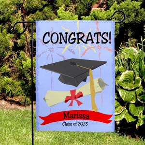 Personalized Graduation Congrats Garden Flag, grad party flag, grad party banner, class of 2025, front yard, hanging flag, college grad
