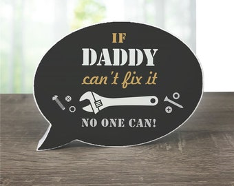 Father's Day Gift, Personalized Fix It Word Bubble Sign, Garage Sign, Gift For Handyman, Grandpa Gifts, Tabletop Sign, Shelf Decor, Papa