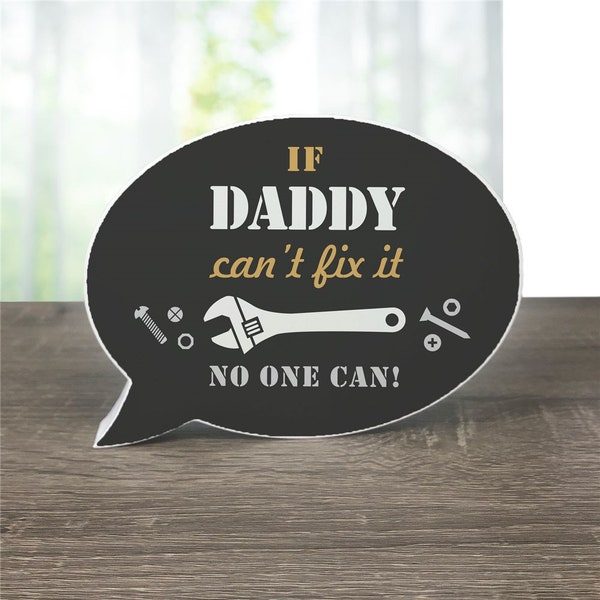 Father's Day Gift, Personalized Fix It Word Bubble Sign, Garage Sign, Gift For Handyman, Grandpa Gifts, Tabletop Sign, Shelf Decor, Papa