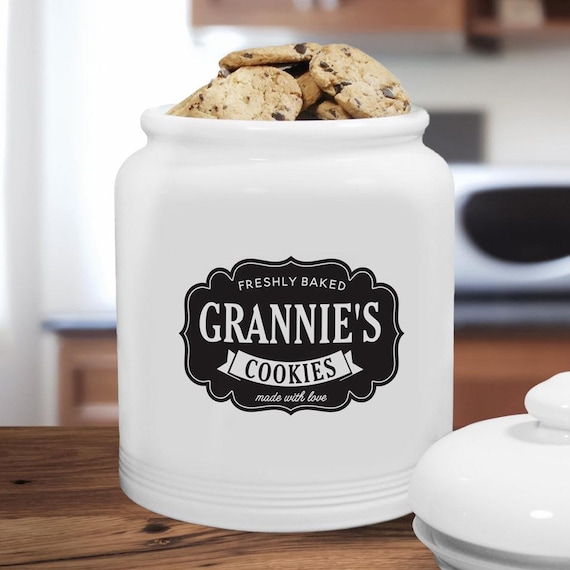 Personalized Farmhouse Ceramic Cookie Jar, Personalized Cookie Jar