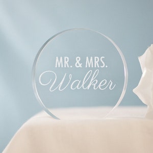Engraved Acrylic Mr. & Mrs. Cake Topper, acrylic cake topper, personalized wedding cake topper, custom wedding gift, wedding gift idea