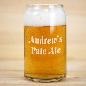 Any Message Engraved Beer Can Glass, 16 oz, beer can, glass, beer can, beer glass, custom message, beer gift, birthday gift for beer lover