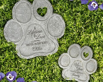 Personalized Pet Memorial Stone, Engraved Dog Memorial Stone, Lifetime of Love Paw Print Stone, Dog Memorial Gift, Loss Of Dog Gravestone