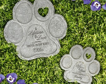 Engraved Lifetime of Love Paw Print Stone, personalized pet memorial stone, dog grave marker, custom pet memorial, dog memorial, dog loss