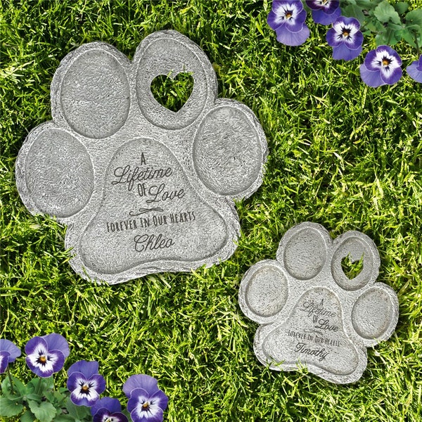 Engraved Lifetime of Love Paw Print Stone, personalized pet memorial stone, dog grave marker, custom pet memorial, dog memorial, dog loss