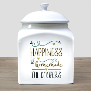 Personalized Happiness Is Homemade Tea Jar, tea gifts, tea jar, personalized tea jar, ceramic jar, tea container, home decor , kitchen decor