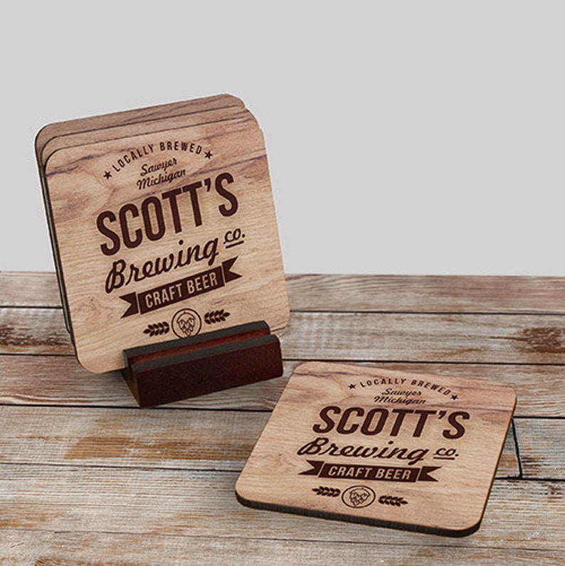 Personalized Brewing Company Coaster Set of 4, personalized beer gift, gifts for him, craft beer, for dad, him, beer gifts gfy6103689CS image 1