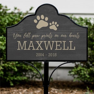 Personalized You Left Paw Prints On Our Hearts Magnetic Sign Set, Pet Memorial, Garden Stake, Yard Signs, Garden Sign, dog -gfy6311321810