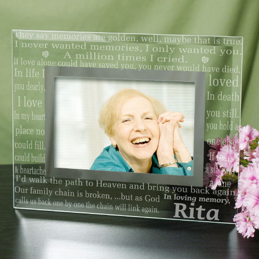 Engraved in Loving Memory Memorial Glass Frame Memorial Gift Etsy