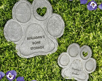 Engraved Custom Message Paw Print Stone, personalized pet memorial stone, dog grave marker, custom pet memorial, dog memorial, dog loss