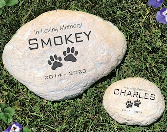 Personalized Pet Memorial Garden Stone, pet grave marker, garden stone, paw print, cremated, pet keepsake, memorial, engraved burial marker