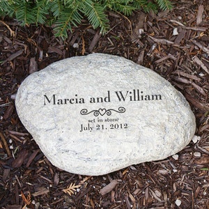 Engraved Marriage set in stone Garden Stone, garden decor, wedding gift, couples gift, personalized, newlywed housewarming -gfyL563614