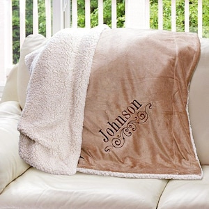 Embroidered Sherpa Blanket, Personalized Blanket With Name, Christmas Gift, Christmas Blanket, Wedding Gift, Fall Blanket, Custom Throw
