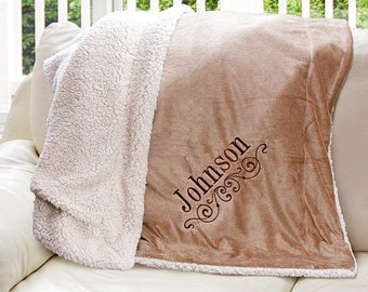 Embroidered Sherpa Blanket, Personalized Blanket With Name, Christmas Gift, Christmas Blanket, Wedding Gift, Fall Blanket, Custom Throw