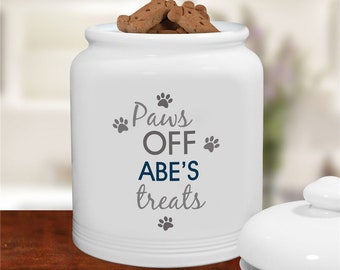 Paws Off Personnalisé Pet Treat Jar, Custom Dog Treat Jar, Cat Treat Jar, Paws Off, Dog Lover Gift, cadeau pour le propriétaire de chien -gfyU1505315