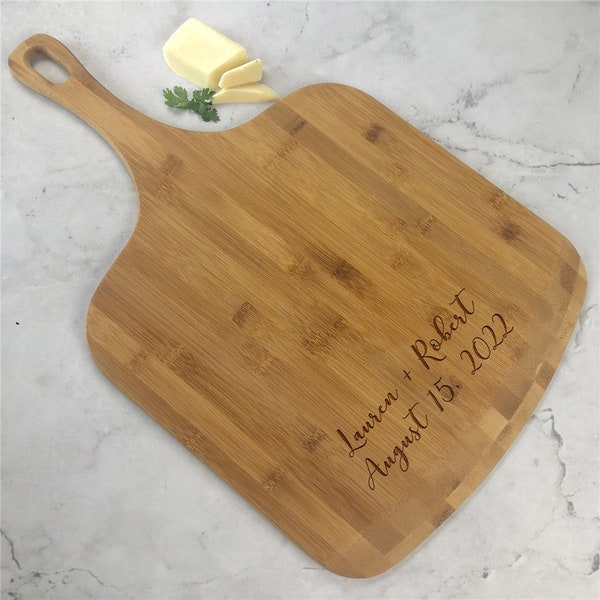 Engraved Two Line Message Script Personalized Pizza Board, Personalized Pizza Peel, Bamboo Pizza Paddle, Wedding Gift -gfyL17015311