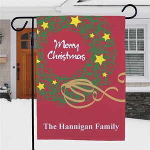 Personalized Christmas Wreath Garden Flag, christmas garden flag, winter garden flag, christmas decoration, yard flag, Christmas decor