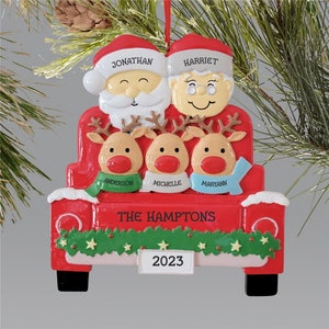 Personalized Santa and Reindeer Family Ornament, Ornaments for Family, Family Ornament, Holiday Gift, Personalized Christmas Ornaments