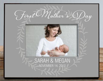 Personalized First Mother's Day Printed Picture Frame, gift for mom, gift for new mom, wood frame, mom picture frame -gfy4113430