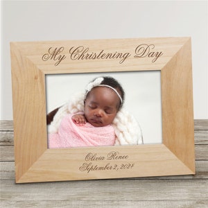 Personalized My Christening Day Wood Picture Frame, Picture Frame, Custom Photo Frame, New Baby Gift, Baptism Gift, Christening Gift
