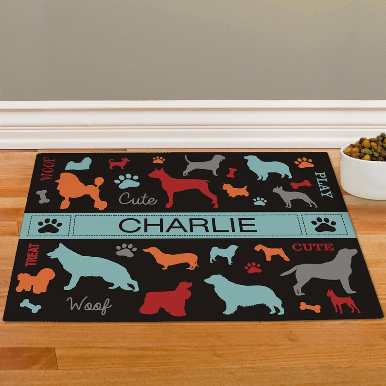 food bowl mat dog decor custom Dog Bone Personalized Pet Mat floor mat -gfy831117237-bone dog placemat dog mat pet mat