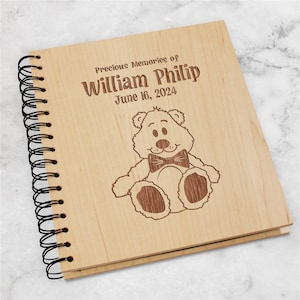 baby Photo Album, New Baby Keepsake Photo Album, Engraved Photo Album, Personalized Photo Album, First Birthday Gift, Wooden Photo Album