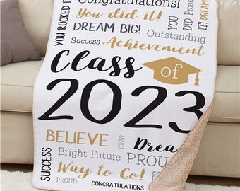Personalized Class of Static Word Art With Cap Sherpa Blanket Grad Throw Blanket Personalized Grad Gift Class of 24 Class of 2024 Etsy Canada