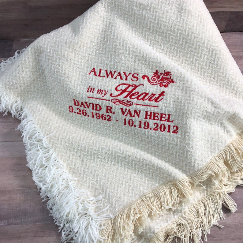 Embroidered Memorial Throw Blanket personalized memorial Etsy