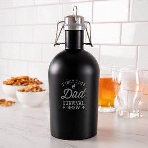 Engraved Survival Brew Stainless Steel Growler, engraved, personalized beer growler, dad gift, barware, fathers day gift -gfyL19552360