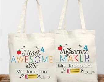 Personalized Tote Bag For Teachers, Teacher Gifts, Christmas Teacher Gift, Teacher Appreciation, Thank You Gift, Reusable Bag, School Bag