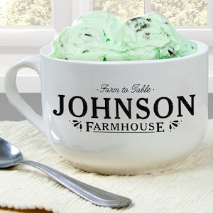 Personalized Farmhouse Ice Cream Bowl, custom family ice cream bowl, ceramic bowl, personalized kitchenware, personalized bowl -gfyU1333123