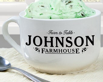 Personalized Farmhouse Ice Cream Bowl, custom family ice cream bowl, ceramic bowl, personalized kitchenware, personalized bowl -gfyU1333123