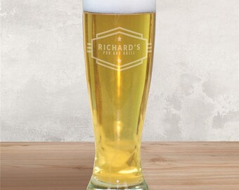 Engraved Pub And Grill Pilsner Glass, Personalized Beer Pint Glass, Custom Drinking Glass, Alcohol Gift, Beer Lover Gift -gfyL1476941