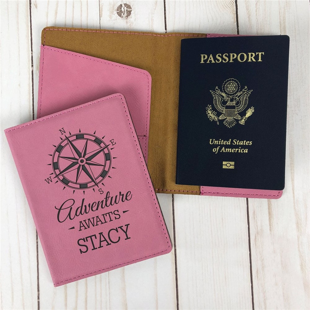 Passport Holder Gray Adventure Awaits Laser Engraved Passport Cover