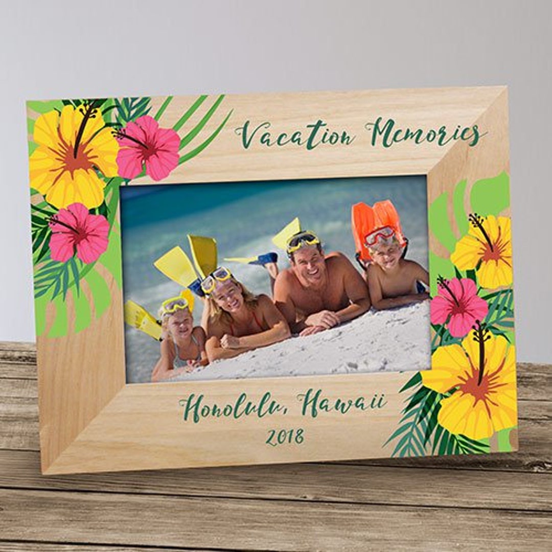 Family Vacation Personalized Frame, Vacation Picture Frame, Tropical