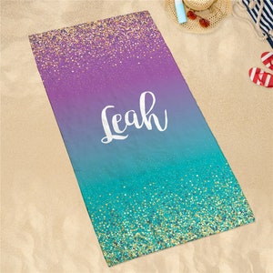 Sand-Free Personalized Gradient And Glitter Beach Towel, Colorful Beach Towel, Customized Beach Towel, sand free Beach Towel  -gfyU14587158