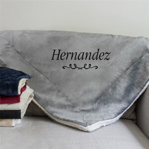 Embroidered Decorative Family Name Sherpa Blanket, personalized blanket, embroidered blanket, throw blanket, soft blanket, home decor, gift