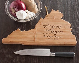 Engraved Where It All Began Virginia State Cutting Board, carving board, engraved, kitchen decor, family name, personalized -gfyL11009165VA