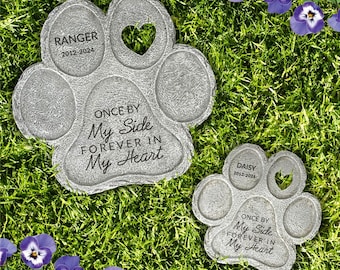 Once by My Side Forever in My Heart Engraved Paw Print Stone, personalized pet memorial stone, dog grave marker, pet memorial, dog memorial