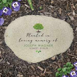 Personalized Planted In Loving Memory Flat Garden Stone, Memorial Gardening Gift, Custom In Loving Memory Gift, Memorial Rock -gfyUV1747515