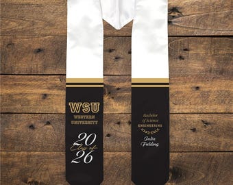 Your School Colors Personalized Stripes Graduation Stole, grad gift, gift for graduate, 2026 Stole, college graduation, class of 2026