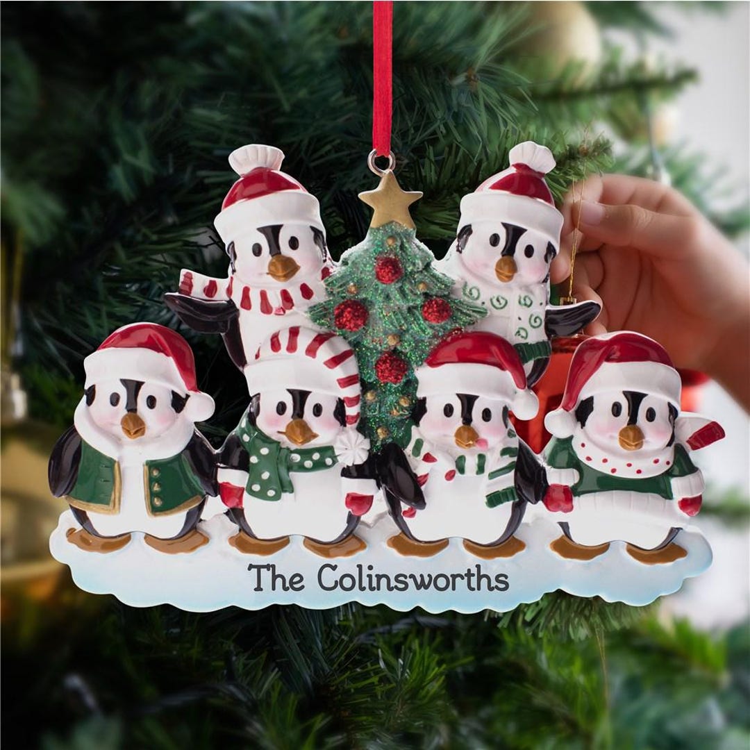 Personalized Penguin Family Tree Christmas Ornament, Custom Ornament ...
