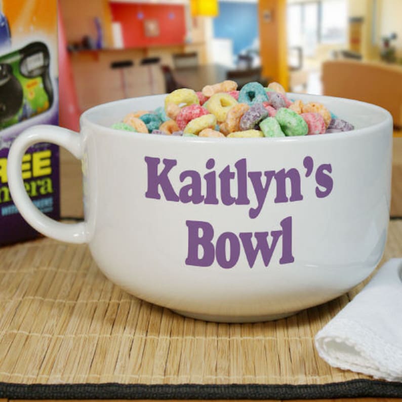 kitchen ceramic bowl white dishware for kids -gfyU367723 Any message Ceramic Personalized Cereal Bowl personalized bowl with handle